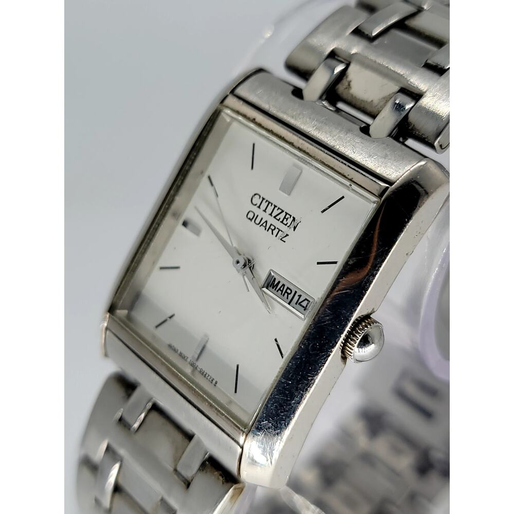 _silver Rectangular Citizen Quartz Watch With Whi… - image 2
